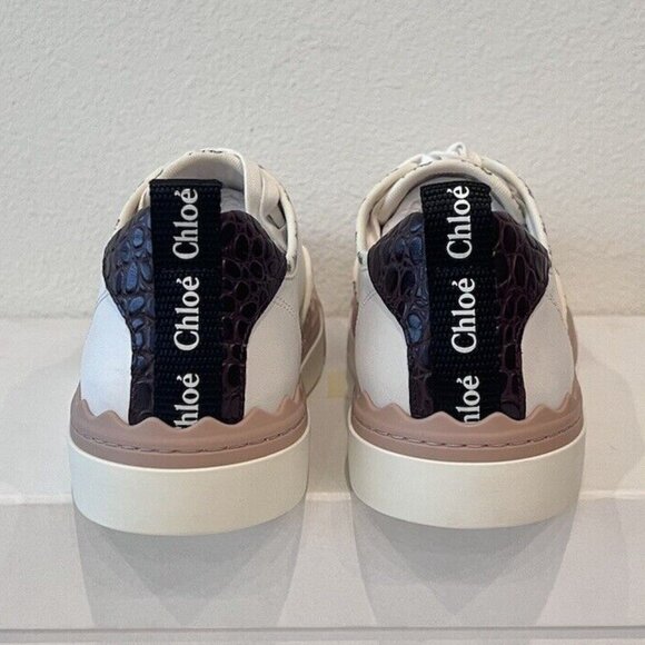 NIB CHLOE Lauren Logo Scallop Leather Low Top Nama Woody Telma Laces Sneakers 39 - Picture 10 of 12